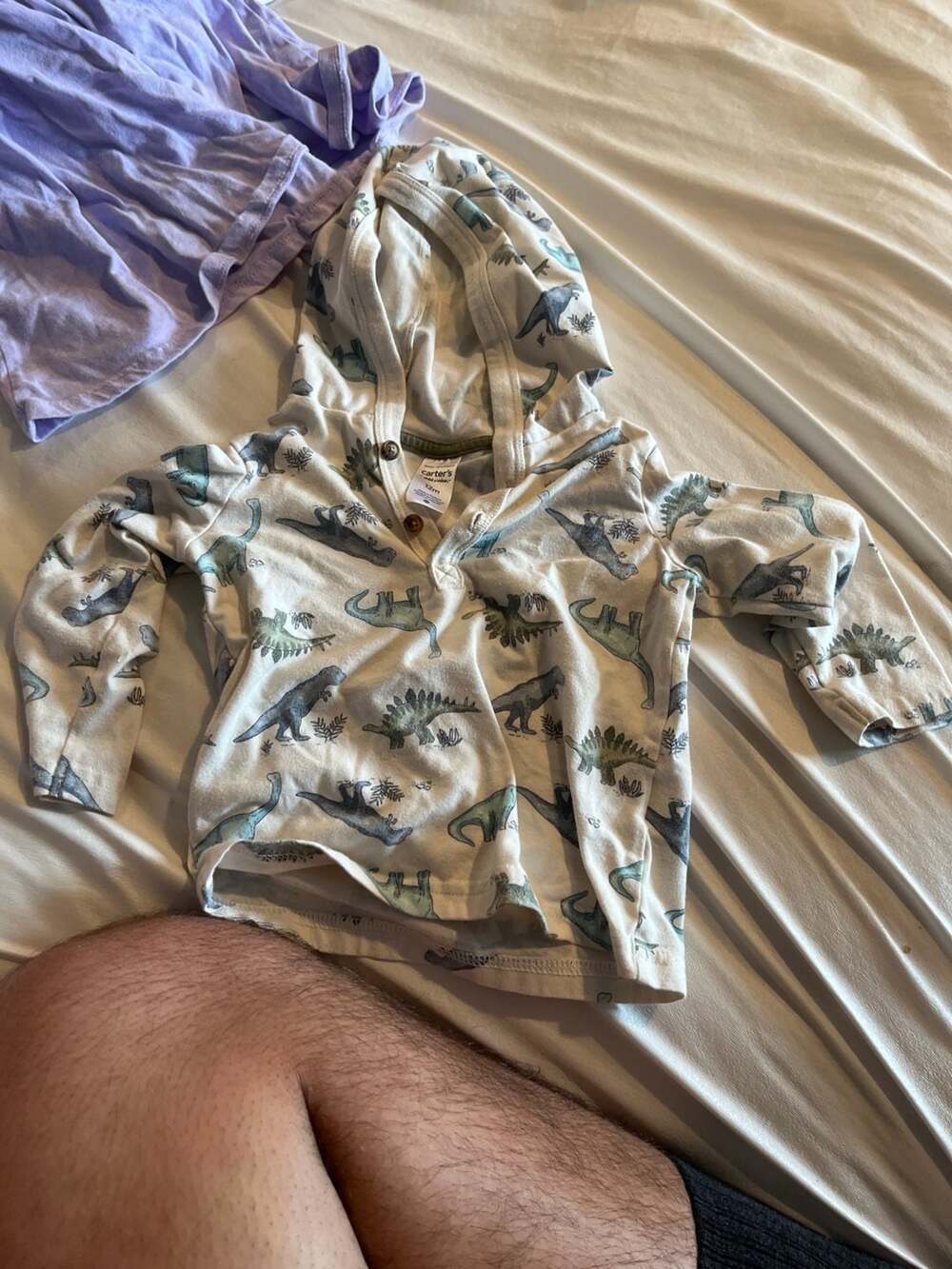 Carter's Dinosaur Print Hooded Henley Shirt, Size 12M